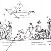 Jules Lejeune's sketch of Bungaree in boat and other members of his family. 
